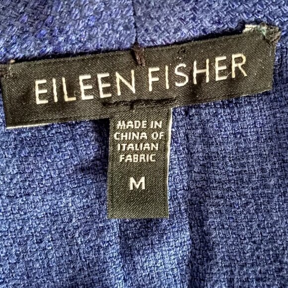 Eileen Fisher Blue Linen Blend Fan Back Open Jacket - Picture 3 of 5